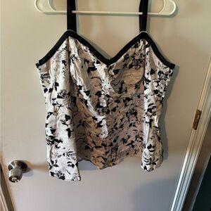 Torrid Black and White Floral Tank Top